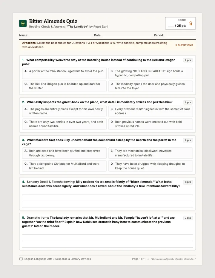 Bitter Almonds Quiz