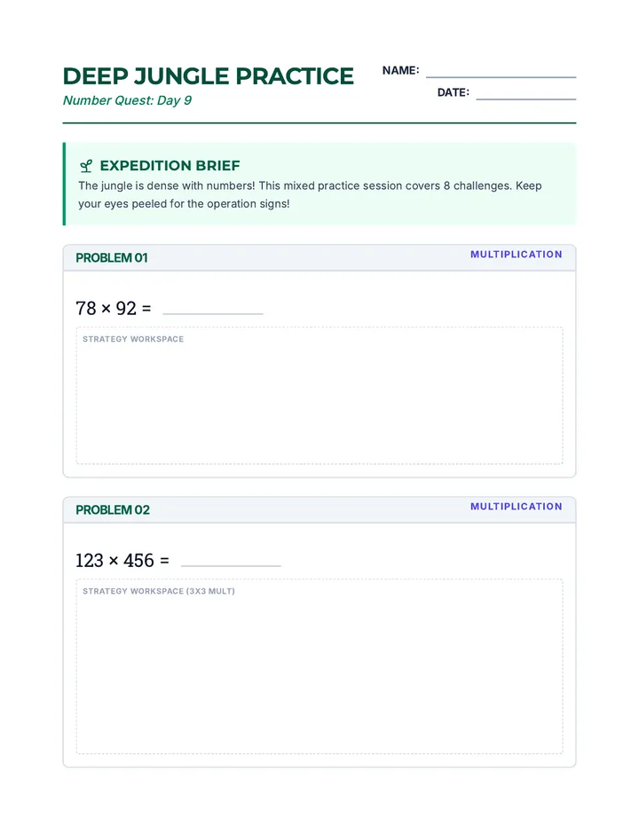 Deep Jungle Worksheet