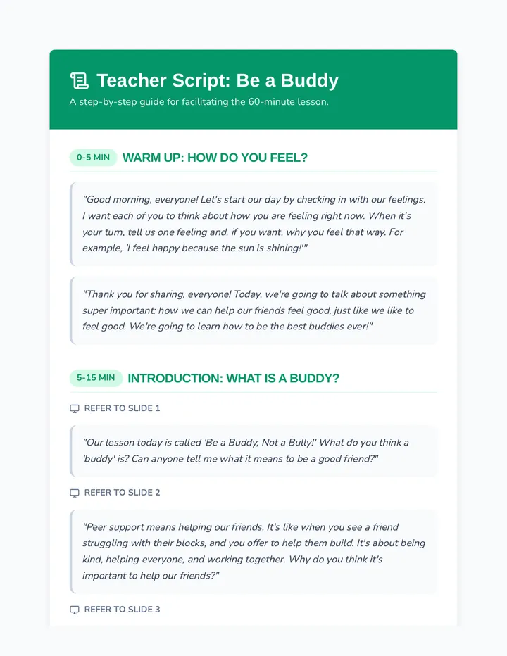 Be a Buddy Teacher Script