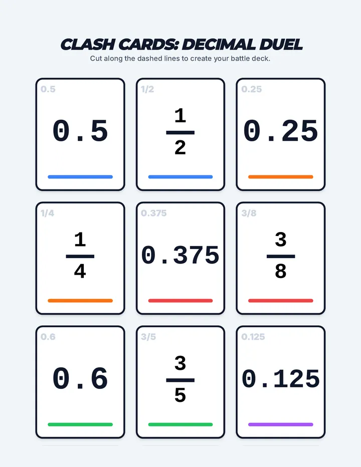 Decimal Duel Clash Cards