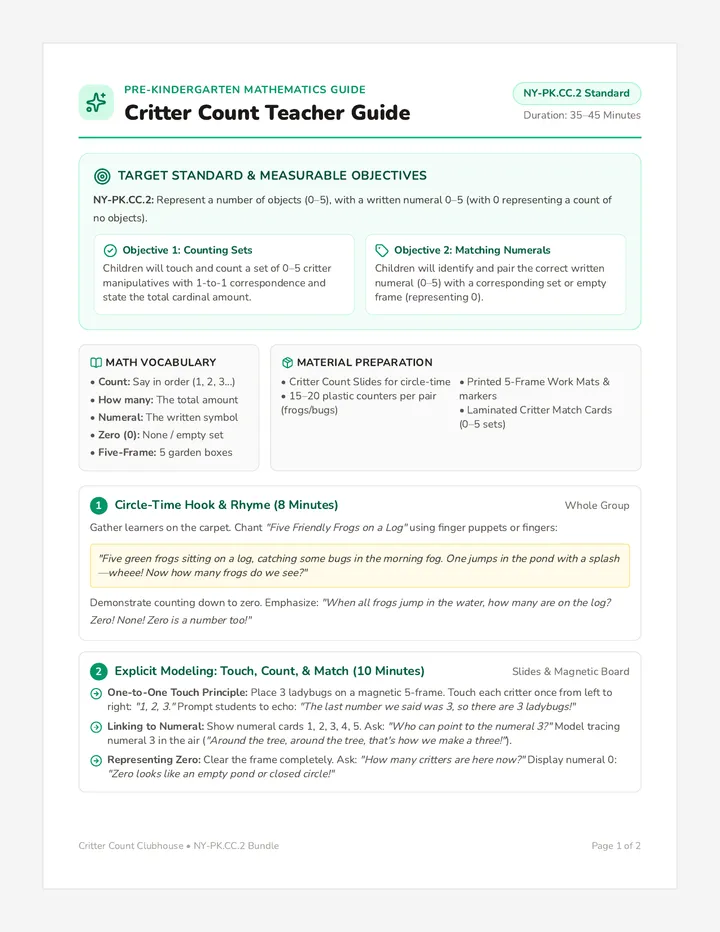 Critter Count Teacher Guide