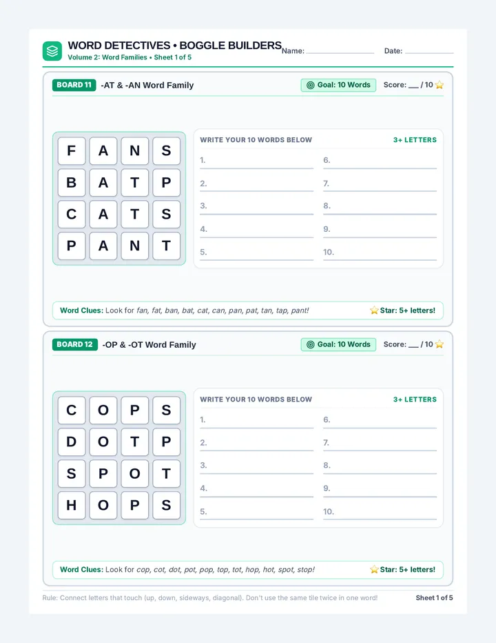 Volume 2 Word Families Hunt