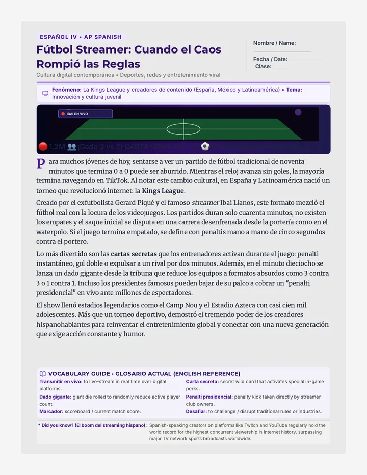 Futbol Streamer Lectura