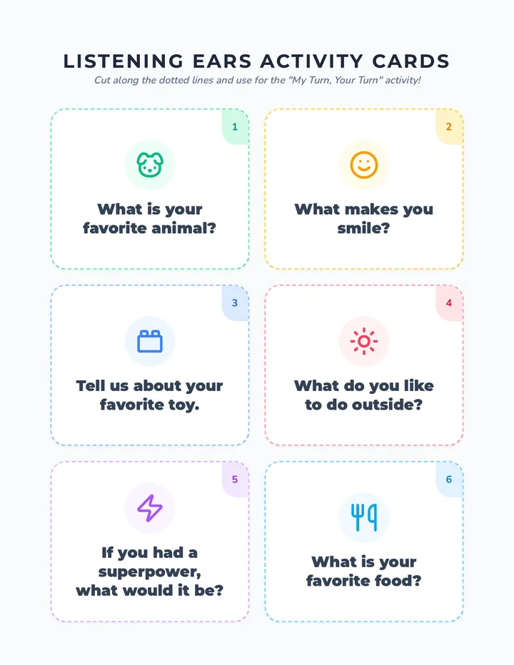 Listening Ears Activity Cards