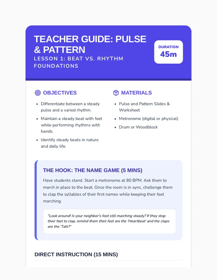 Pulse and Pattern Teacher Guide