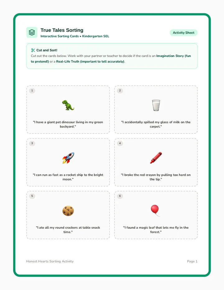 True Tales Sorting Activity