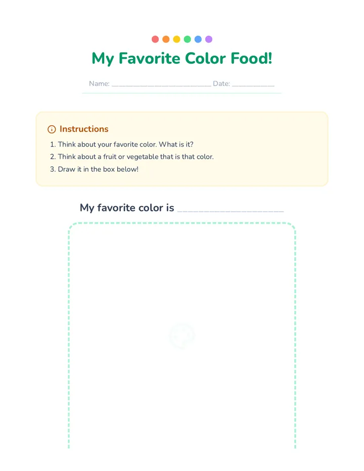 My Favorite Color Food Warm Up
