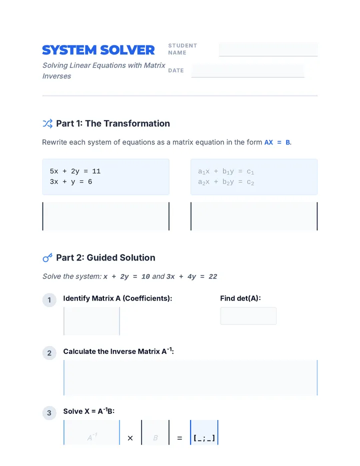 System Solver Worksheet