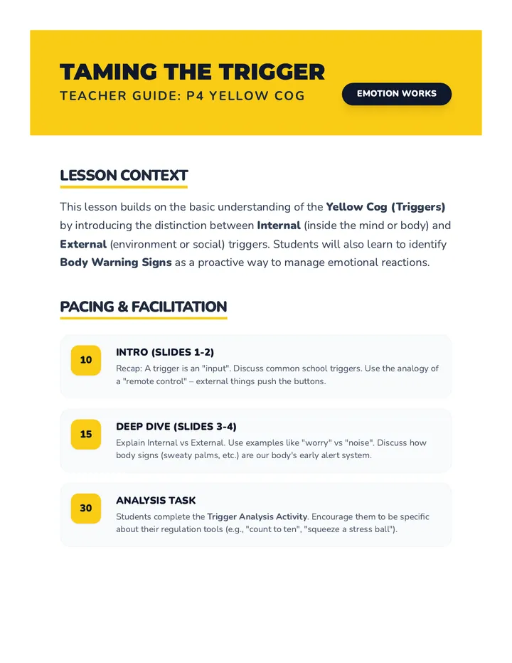 Trigger Tactics Teacher Guide