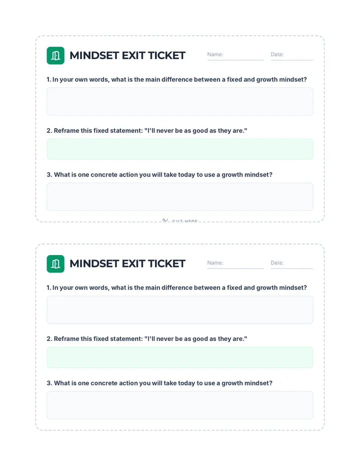 Mindset Exit Ticket