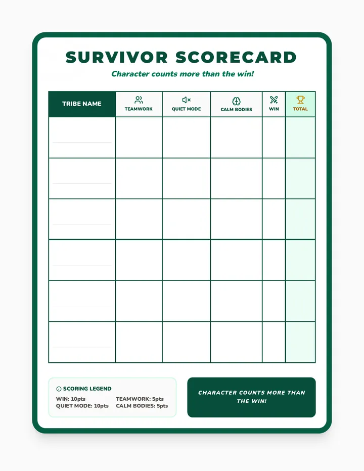 Survivor Score Sheet