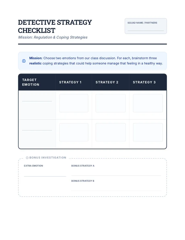Emotion Detective Checklist Handout