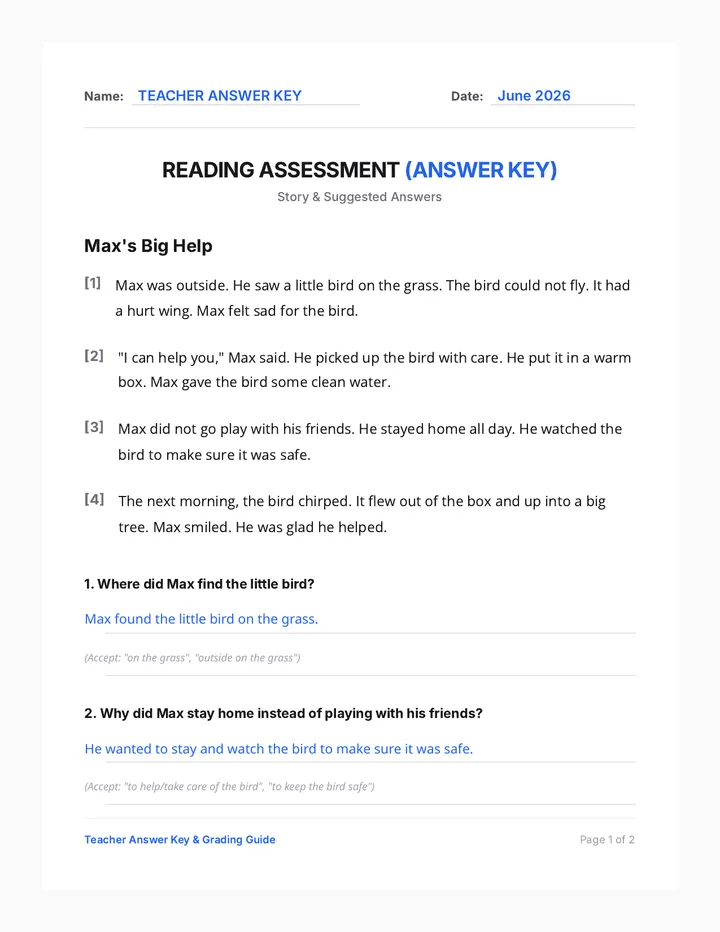 Max Big Help Answer Key