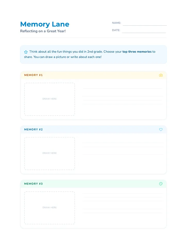 Memories Reflection Worksheet