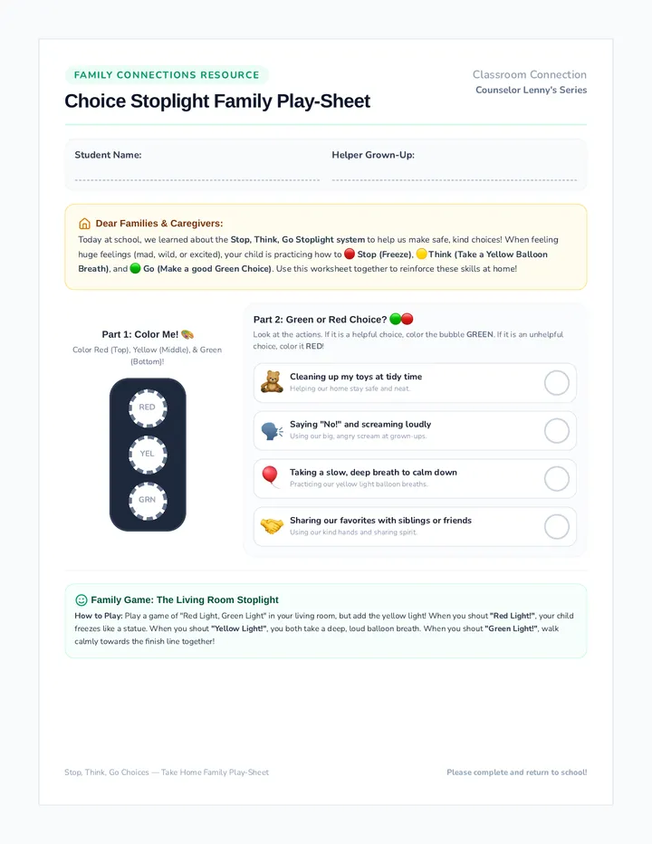 Choice Stoplight Take Home Activity