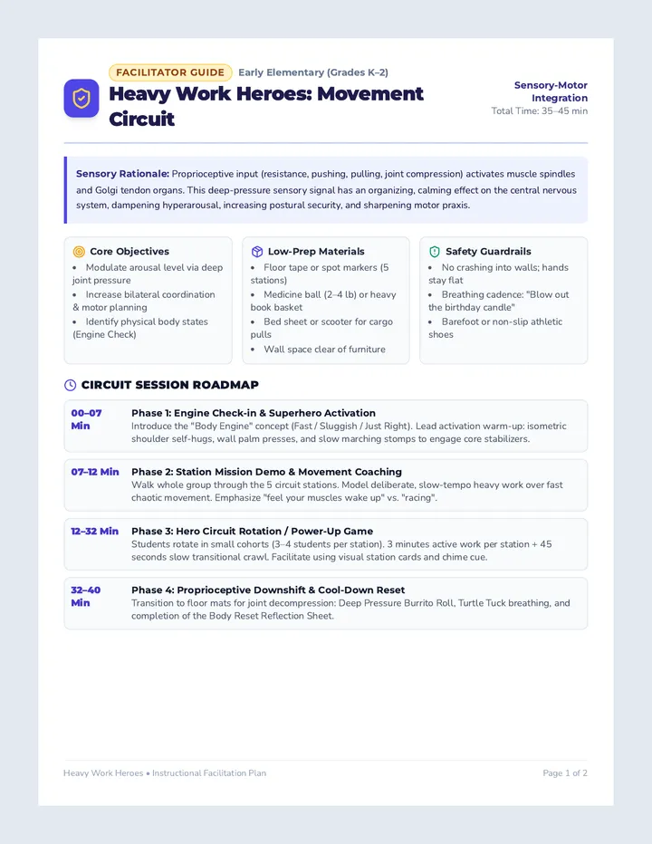 Heavy Work Heroes Lesson Plan