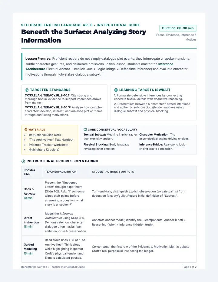 Beneath the Surface Lesson Plan