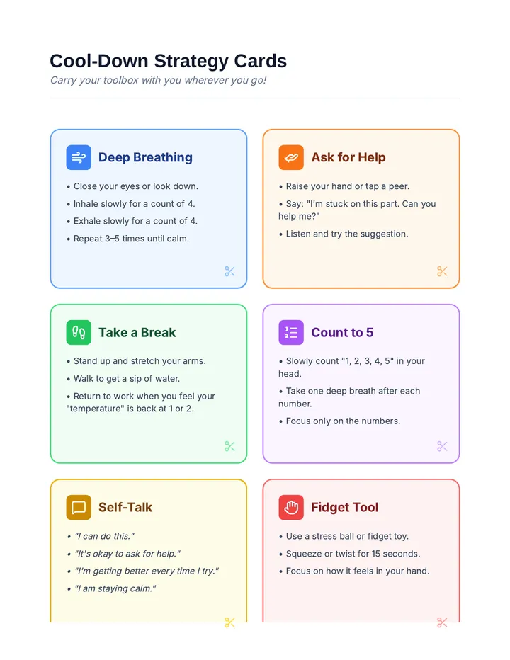 Cool-Down Strategy Cards Activity