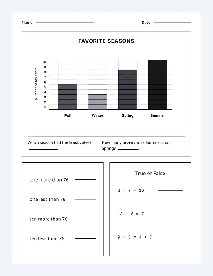 Favorite Seasons Math Worksheet
