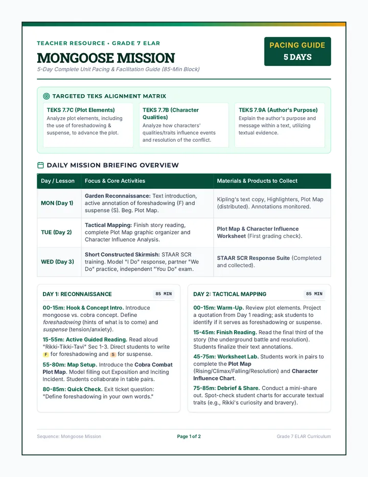 Mongoose Mission Teacher Guide