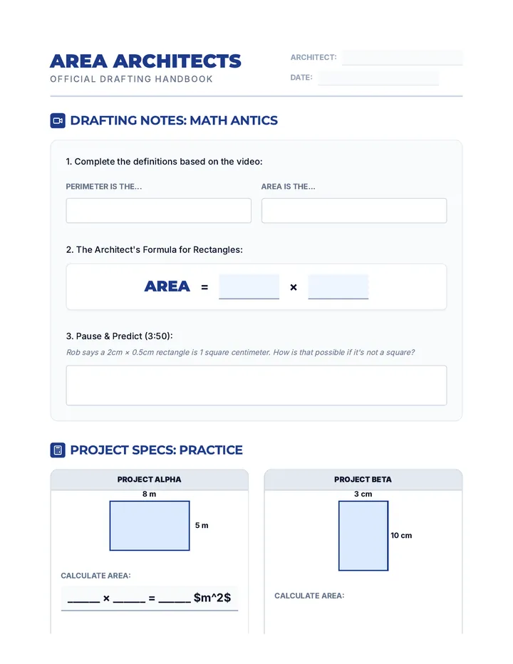 Area Architects Worksheet