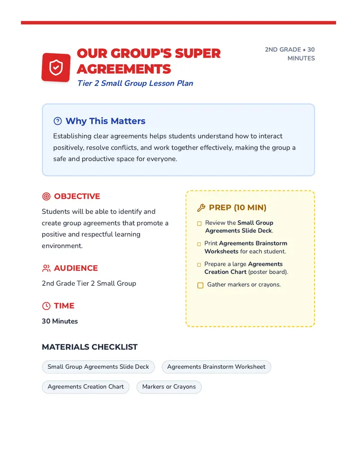 Super Agreements Lesson Plan