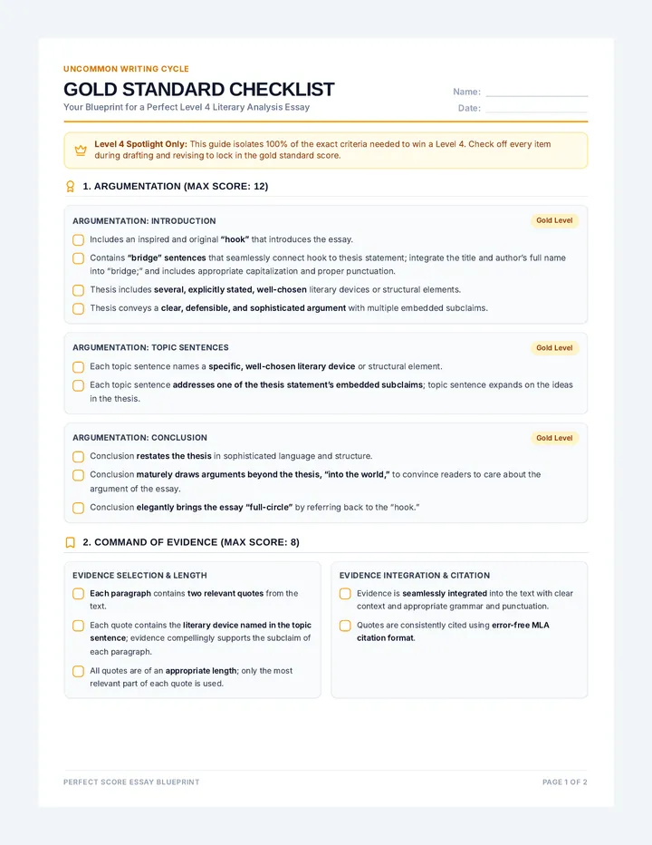 Gold Standard Checklist