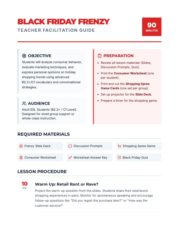 Black Friday Frenzy Lesson Plan