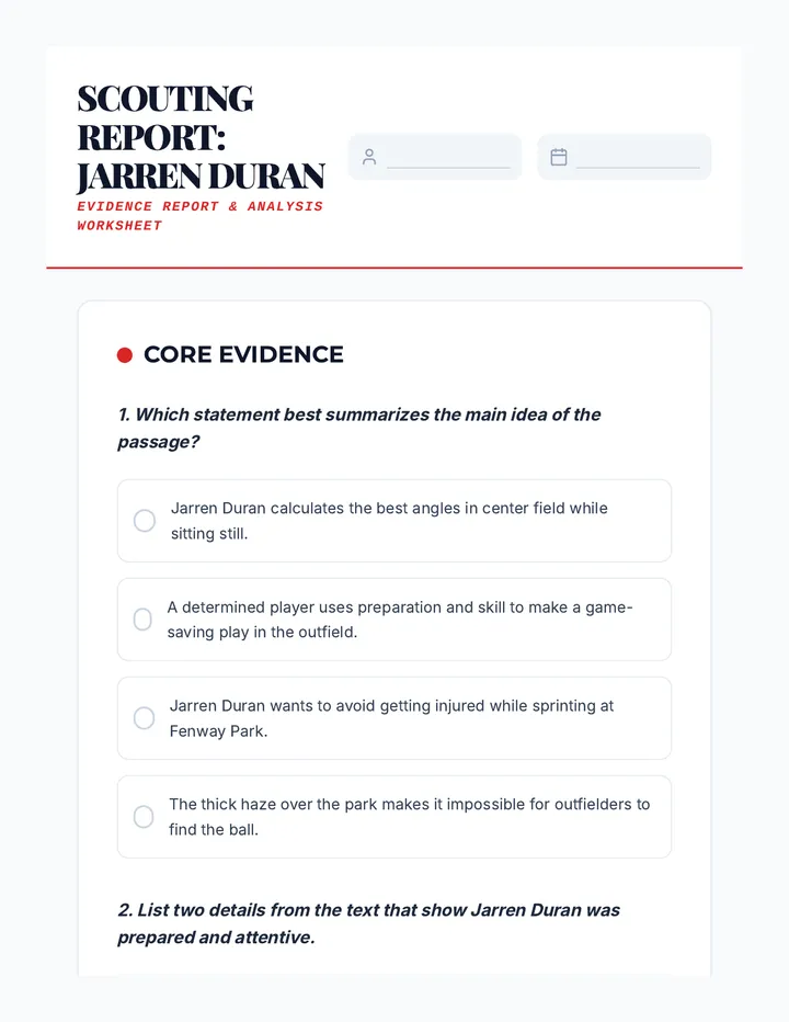 Jarren Duran Worksheet
