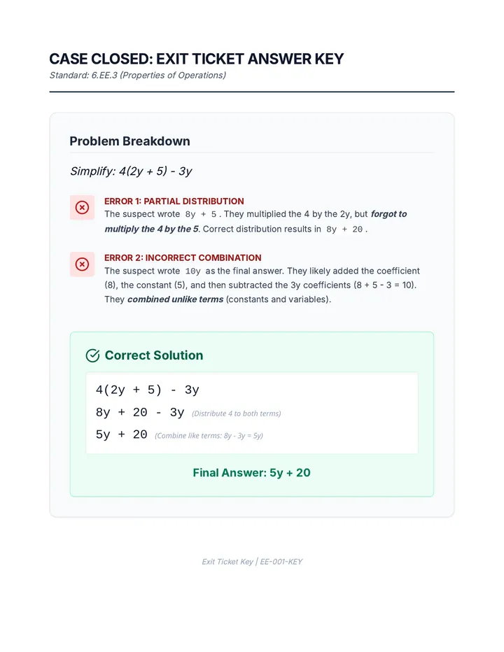 Calculation Chaos Exit Ticket Answer Key