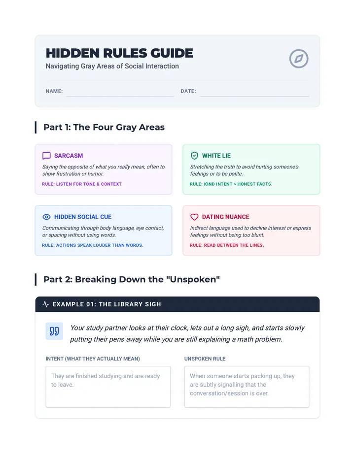 Hidden Rules Guide Worksheet