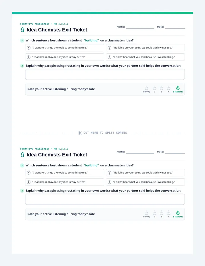 Idea Chemists Exit Ticket