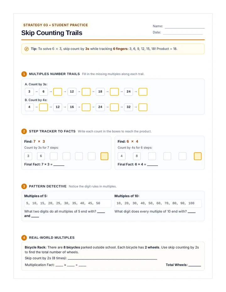 Skip Counting Practice Worksheet