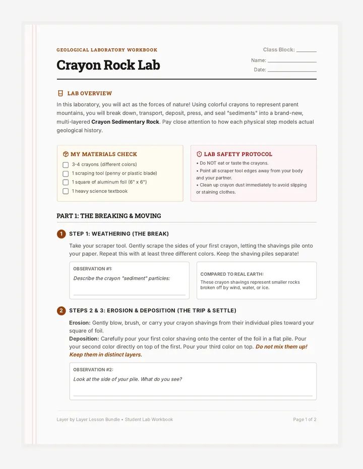 Crayon Rock Lab Sheet