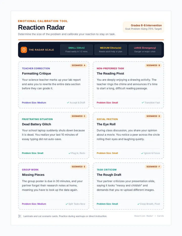 Reaction Radar Scenario Cards