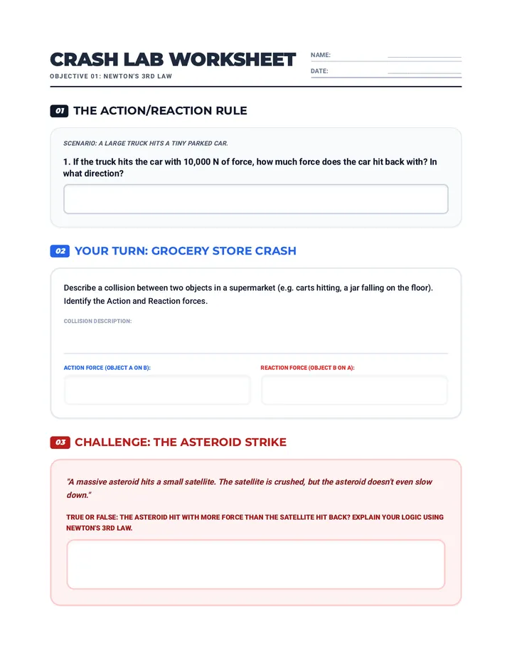 Crash Lab Worksheet