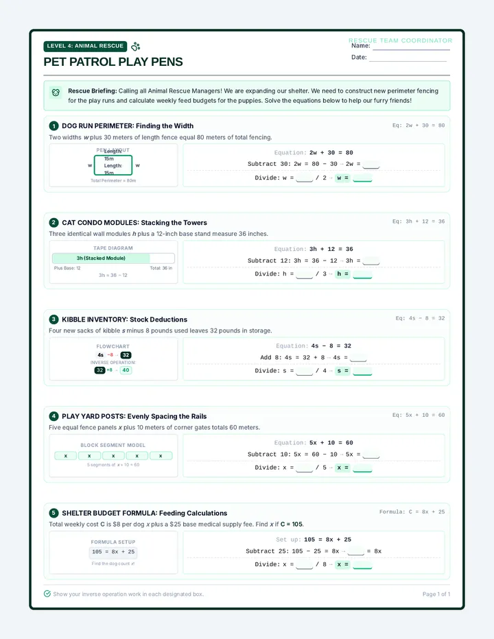 Pet Patrol Worksheet