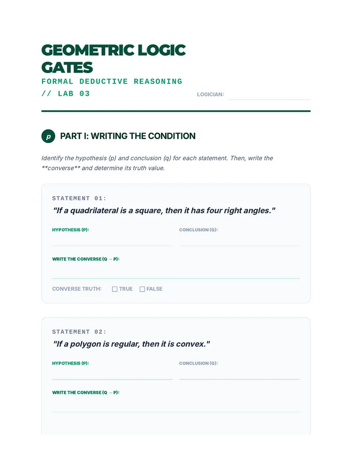 Geometric Logic Gates Worksheet