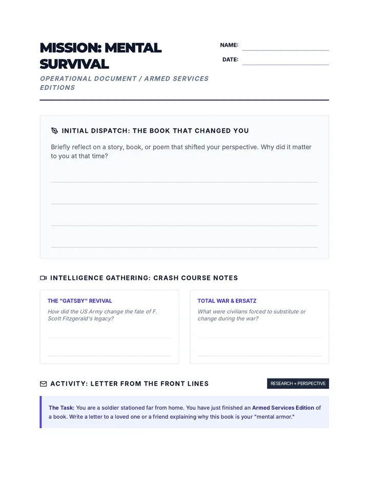 Armed Services Worksheet