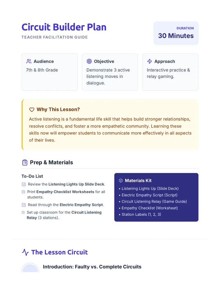 Circuit Builder Plan Lesson Plan