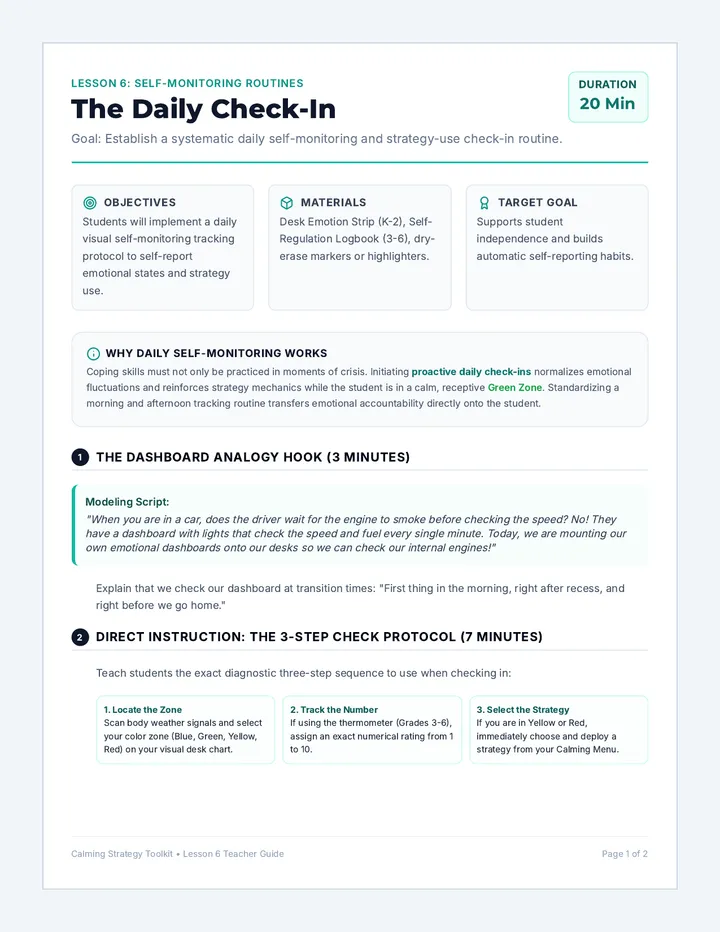 Daily Check In Teacher Guide