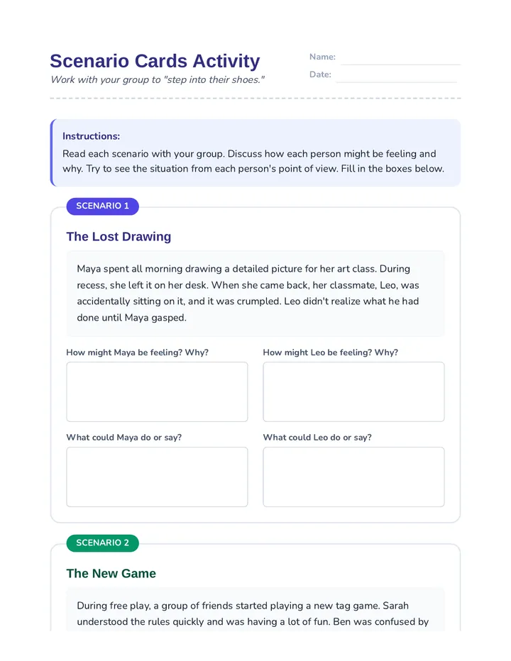 Scenario Cards Activity