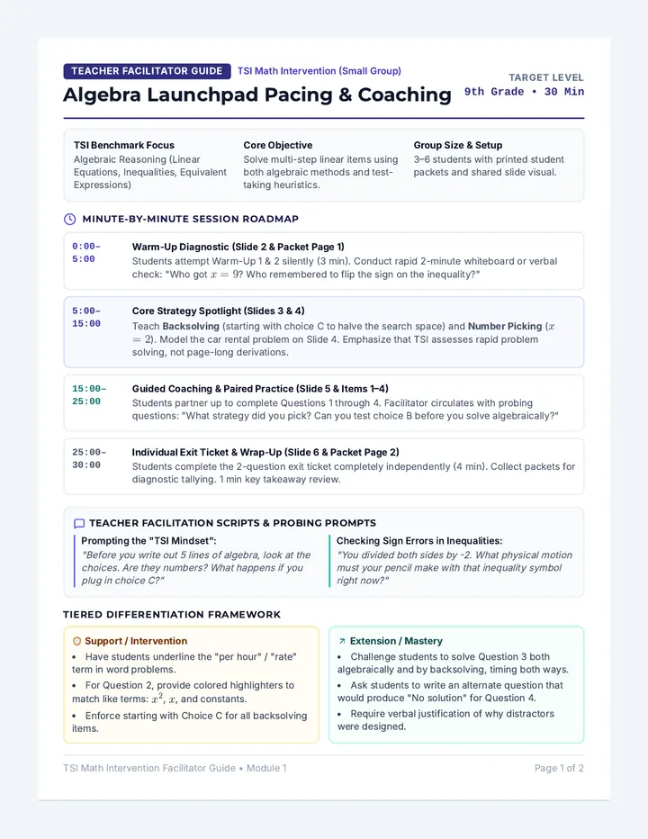 Algebra Launchpad Facilitator Guide