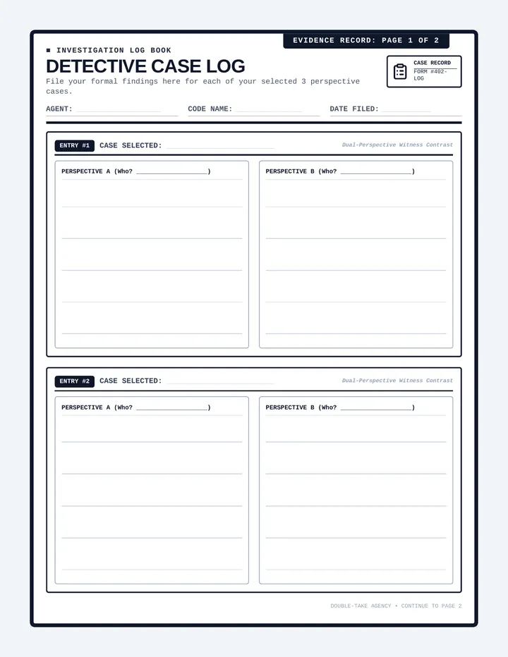 Double-Take Detective Evidence Log