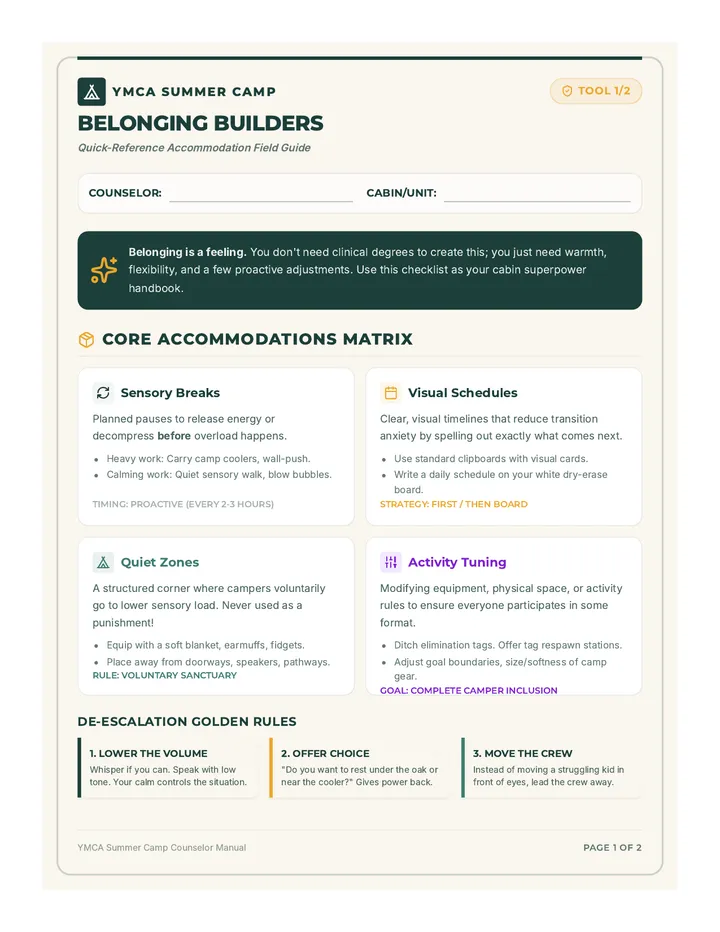 Inclusion Accommodations Handout