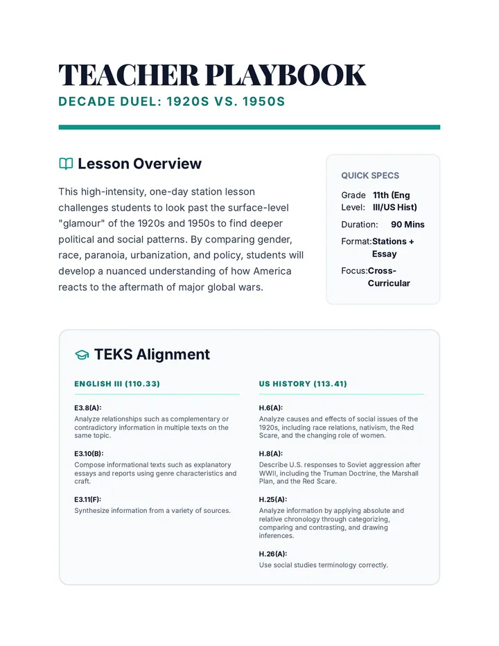Decade Duel Teacher Playbook