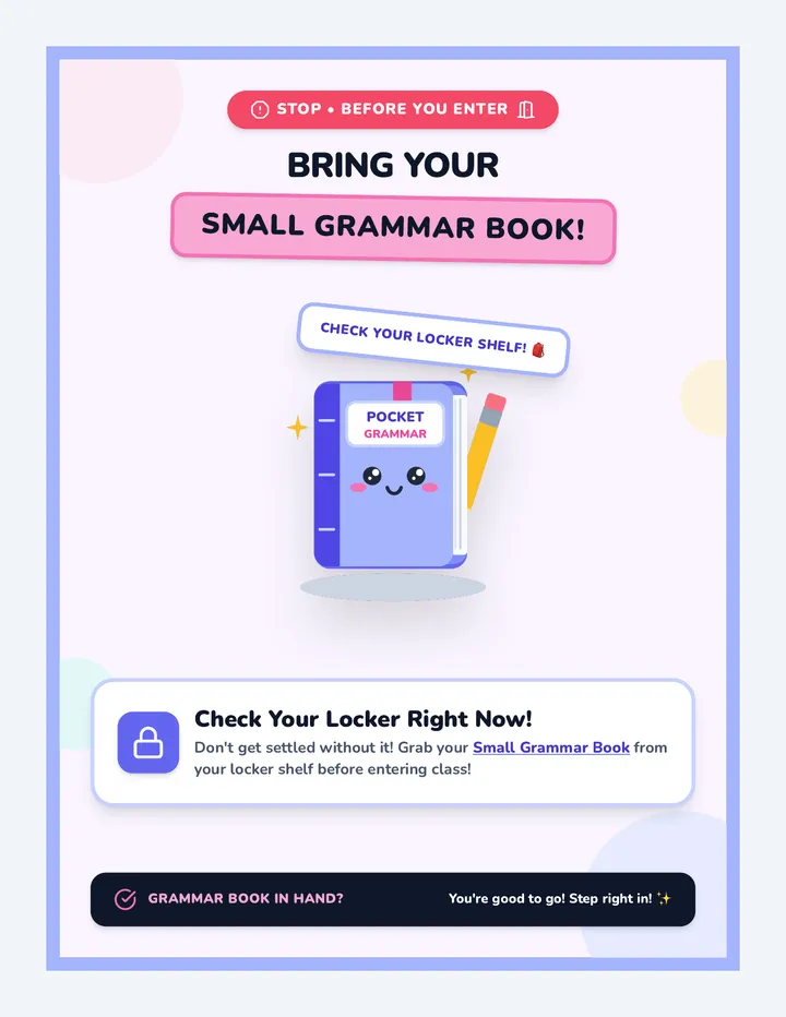 Small Grammar Book Poster