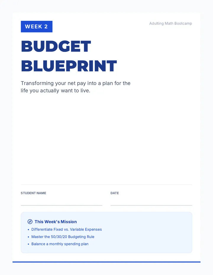 Budget Blueprint Workbook Week 2