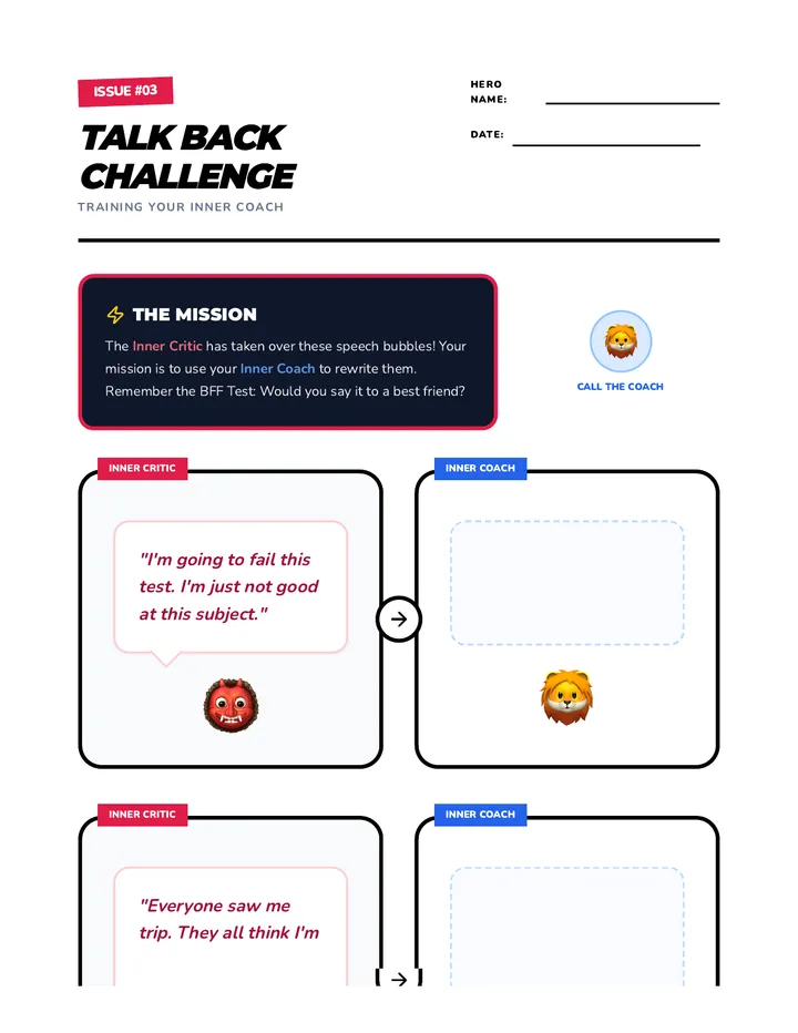 Talk Back Comic Worksheet