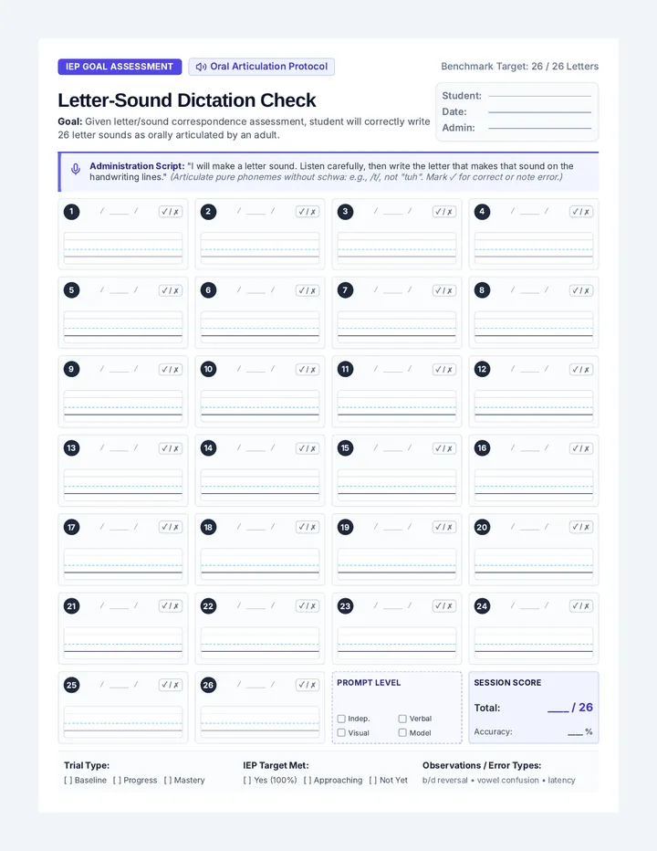 Letter Sound Dictation Worksheet